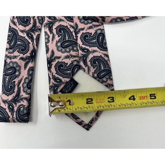 Jarrod’s Tie, 100% Silk, Made By Hand, Printed In England, Pink & Navy Paisley - Picture 7 of 14